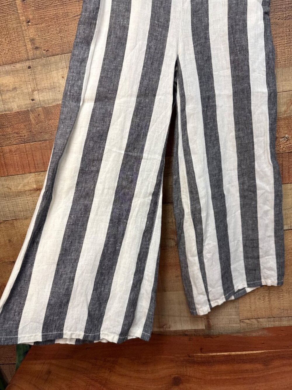 Christian Siriano New York Striped Linen Wide-Leg Pants S - Picture 2 of 6